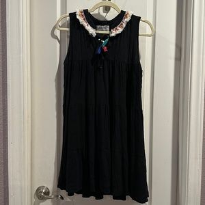 Women’s Current+Project Black Dress Fringe Tassel Detail Flowy Loose Size Medium